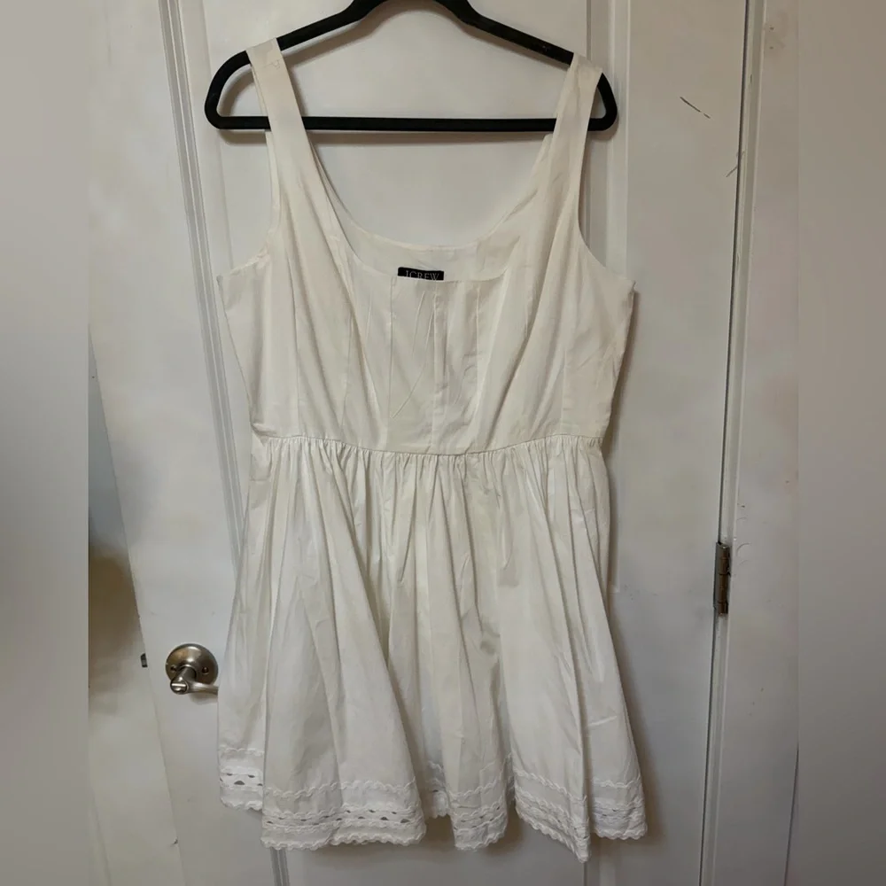 J. Crew Fit-and-flare white mini dress with rickrack trim Size 14 - Picture 2 of 4